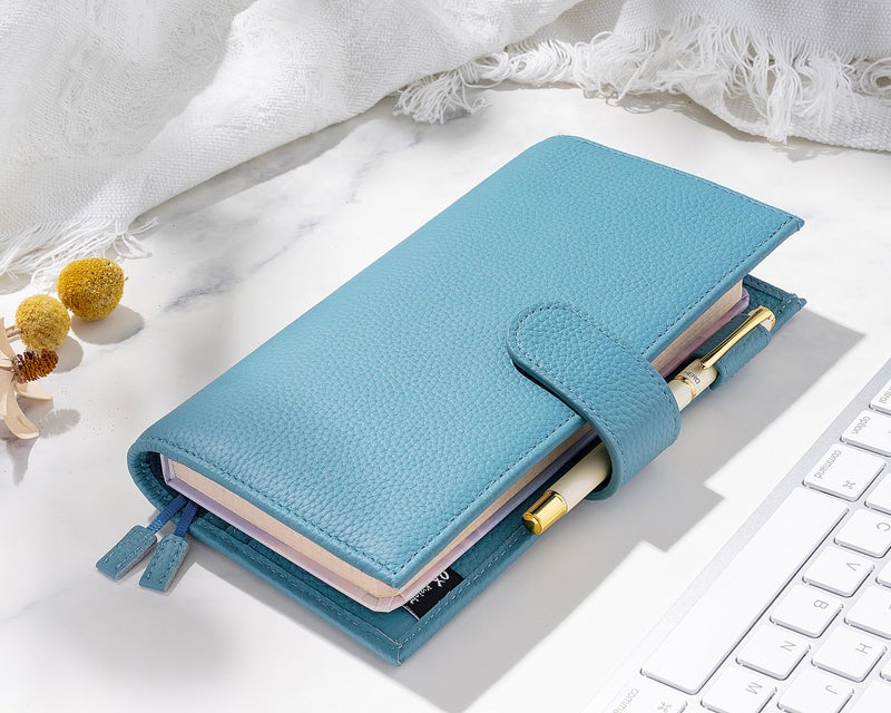 Ox Knight Leather Cover for Hobonichi Weeks/Weeks Mega - with Pen Loop, Card Slots, Back Pocket, and Bookmarks (Dark Blue) - Image 2