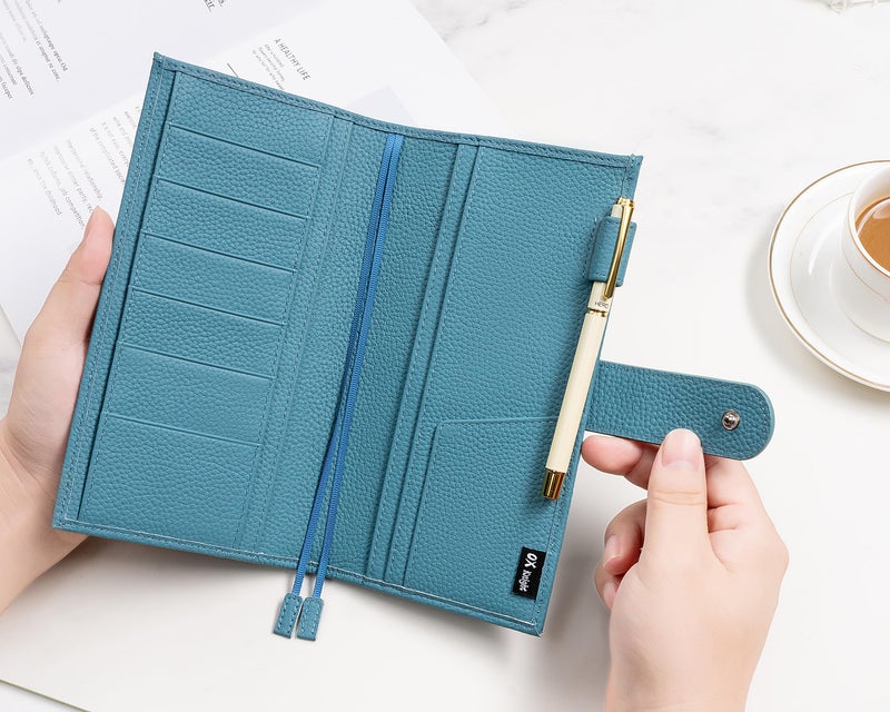Ox Knight Leather Cover for Hobonichi Weeks/Weeks Mega - with Pen Loop, Card Slots, Back Pocket, and Bookmarks (Dark Blue) - Image 3