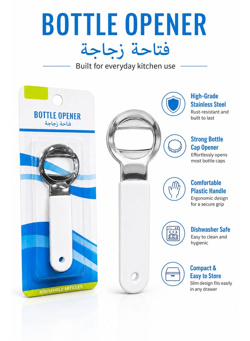 Stainless Steel Bottle Opener, Compact Handheld Beer & Soda Bottle Opener, Durable Metal Cap Remover for Home, Bar & Kitchen Use - Image 3