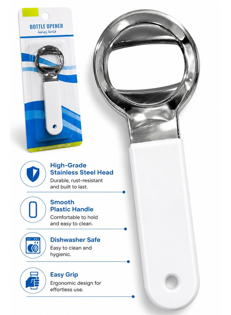 Stainless Steel Bottle Opener, Compact Handheld Beer & Soda Bottle Opener, Durable Metal Cap Remover for Home, Bar & Kitchen Use - Image 2