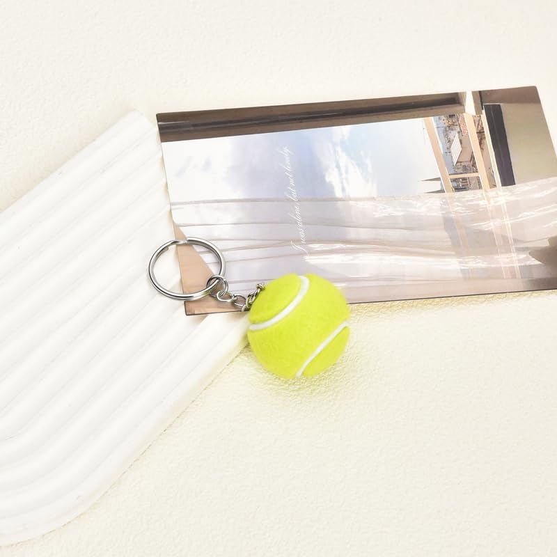 Guqqeuc Tennis Ball Keychain for Women Men Sports Keyring for Tennis Lovers Gifts for Boys Girls Charm Bag Decor for Birthday Christmas Gifts for Sport Loves - Image 2