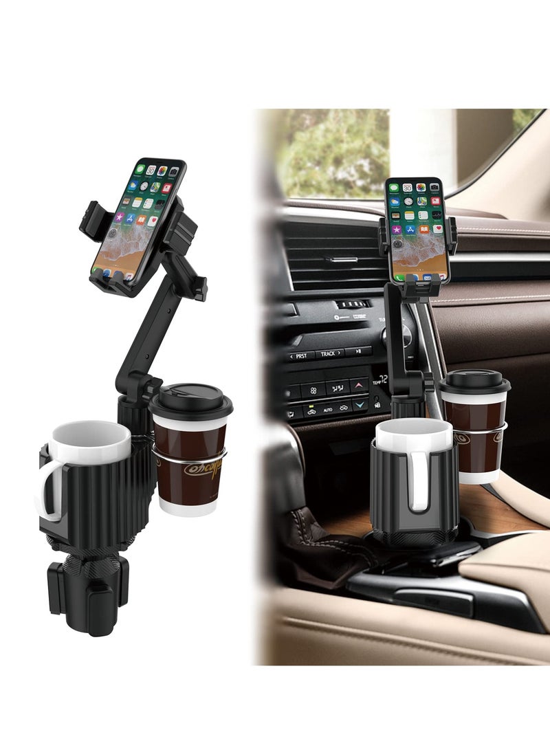 SYOSI Cup Holder Phone Mount for Car, Universal Auto Cell Phone Stand with Drink Expand Cup Holder, 360° Rotation, High Adjustable Cell Phone Cup Holder Expander Compatible with All Mobile Phones and All Ca - Image 1
