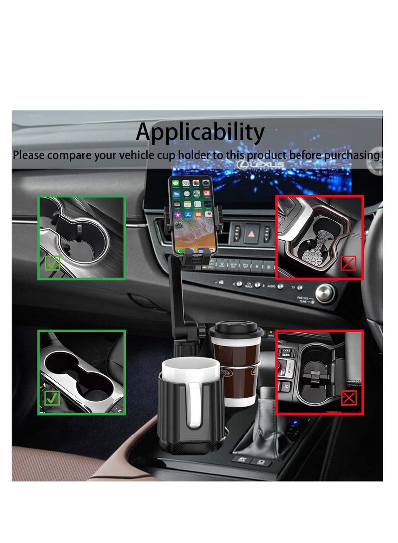 SYOSI Cup Holder Phone Mount for Car, Universal Auto Cell Phone Stand with Drink Expand Cup Holder, 360° Rotation, High Adjustable Cell Phone Cup Holder Expander Compatible with All Mobile Phones and All Ca - Image 4