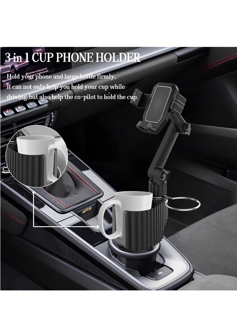 SYOSI Cup Holder Phone Mount for Car, Universal Auto Cell Phone Stand with Drink Expand Cup Holder, 360° Rotation, High Adjustable Cell Phone Cup Holder Expander Compatible with All Mobile Phones and All Ca - Image 3