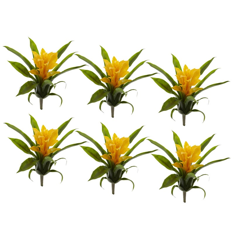 Nearly Natural 10in. Bromeliad Artificial Flower, Set of 6 - Image 4