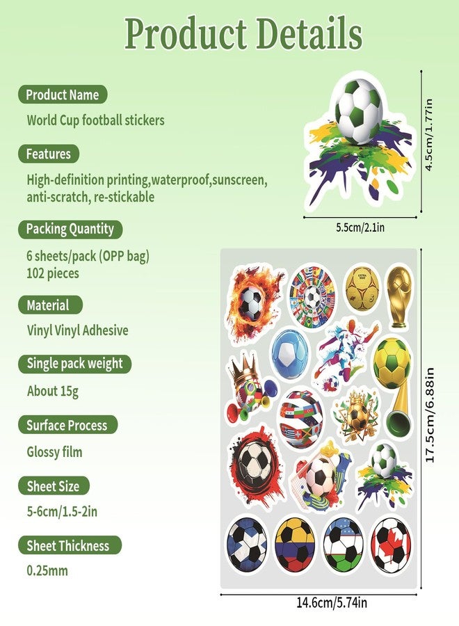 Toparad 102PCS Football Soccer Stickers, Vinyl Waterproof Stickers Bulk Gift for Water Bottle Laptop Helmet Car Scrapbooking Craft Decor - Image 4
