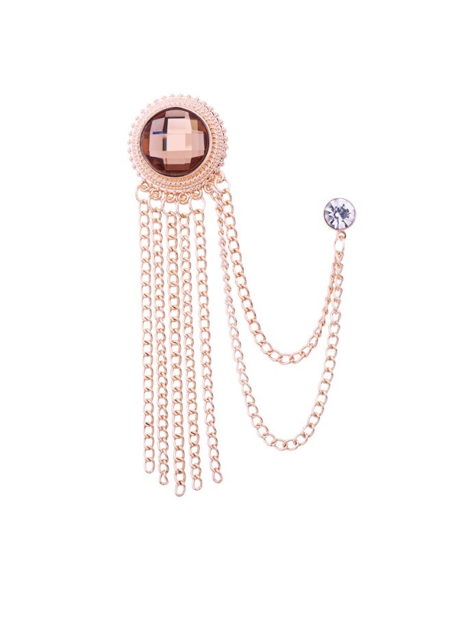 Versatile Temperament Personality Gemstone Tassel Chain Suit Brooch