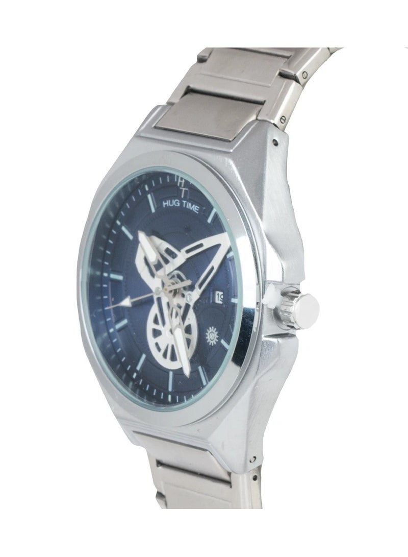 phoneme Analog wristwatch for men from PHONEME with a silver frame and blue dial, water-resistant up to 30 meters. - Image 3