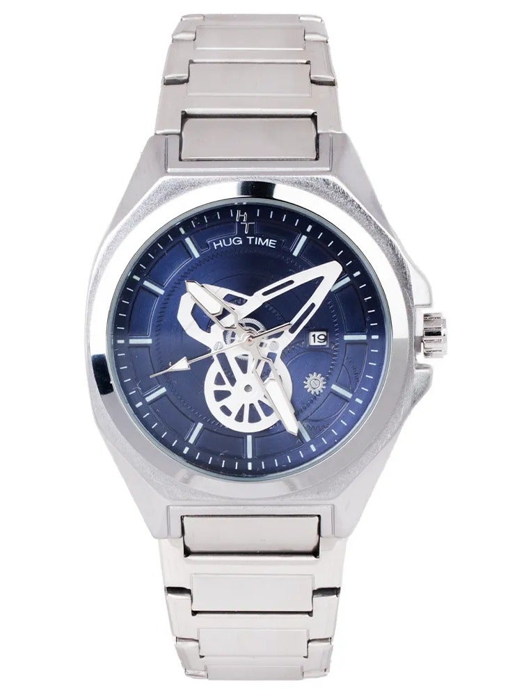 phoneme Analog wristwatch for men from PHONEME with a silver frame and blue dial, water-resistant up to 30 meters. - Image 2