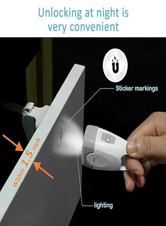 CREDLY Baby Proofing 4 Locks and 1 Keys Child Magnetic Cabinet Locks with Lighting Function Fit Most Cabinets and Drawers - Image 2