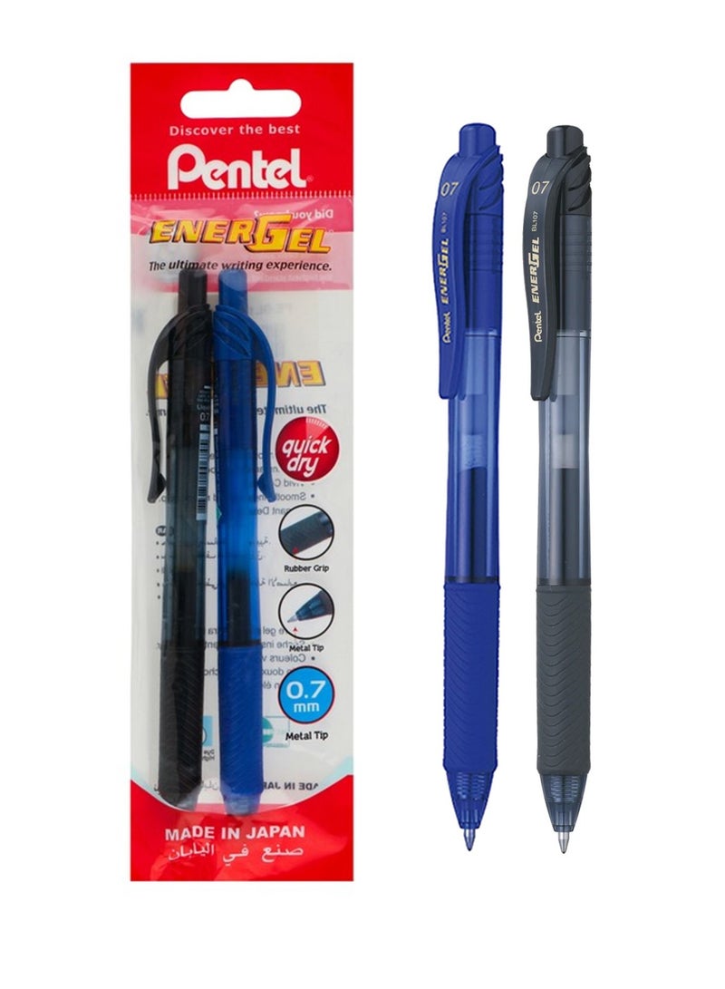 Pentel 2-Piece Energel Gel Ink Pen 0.7mm Tip Multicolour - Image 1