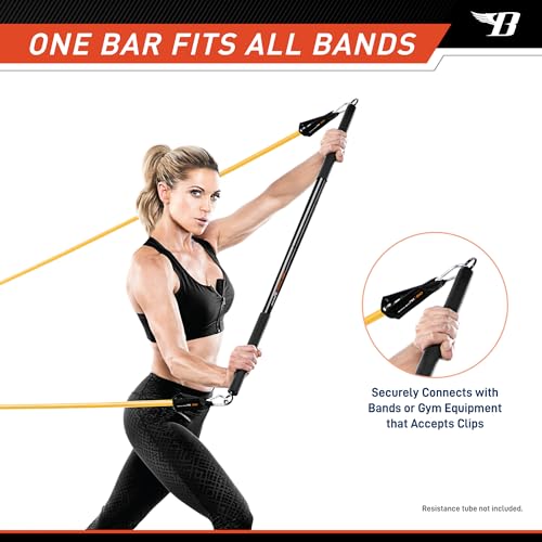 Bionic Body 36 Inches Light Weight Resistance Training Straight Bar – Fits All Resistance Bands/Accessories with Carabiners BBEB-020 - Image 5