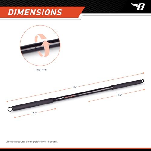 Bionic Body 36 Inches Light Weight Resistance Training Straight Bar – Fits All Resistance Bands/Accessories with Carabiners BBEB-020 - Image 2