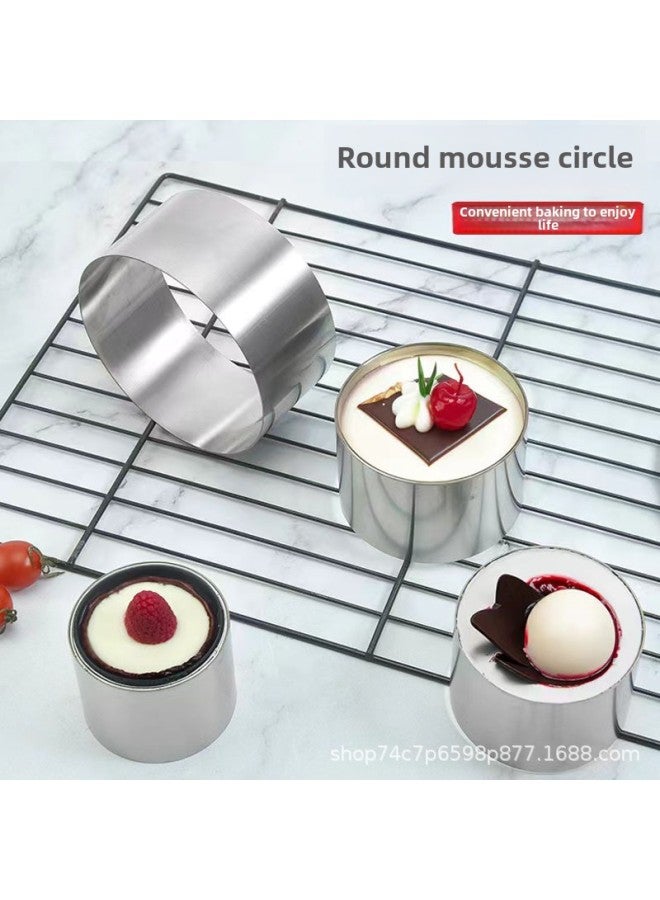 Stainless Steel Round Mousse Ring Seamless Baking Tools For Cake And Jelly Formation Four Piece Set Modern Simple Style-Specifications:60*0.8*50mm - Image 3