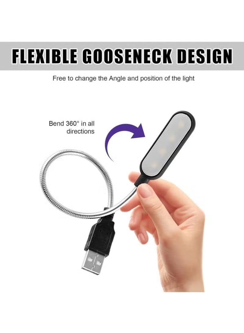مصباح لابتوب متعدد الوظائف 2 قطع، مصباح USB بذراع مرنة، تقنية LED لرعاية العين، تصميم قابلة للتوصيل والتشغيل، مصباح قراءة USB لأجهزة اللابتوب ولوحات المفاتيح والمكاتب وقراءة الكتب (ضوء دافئ) - Image 3