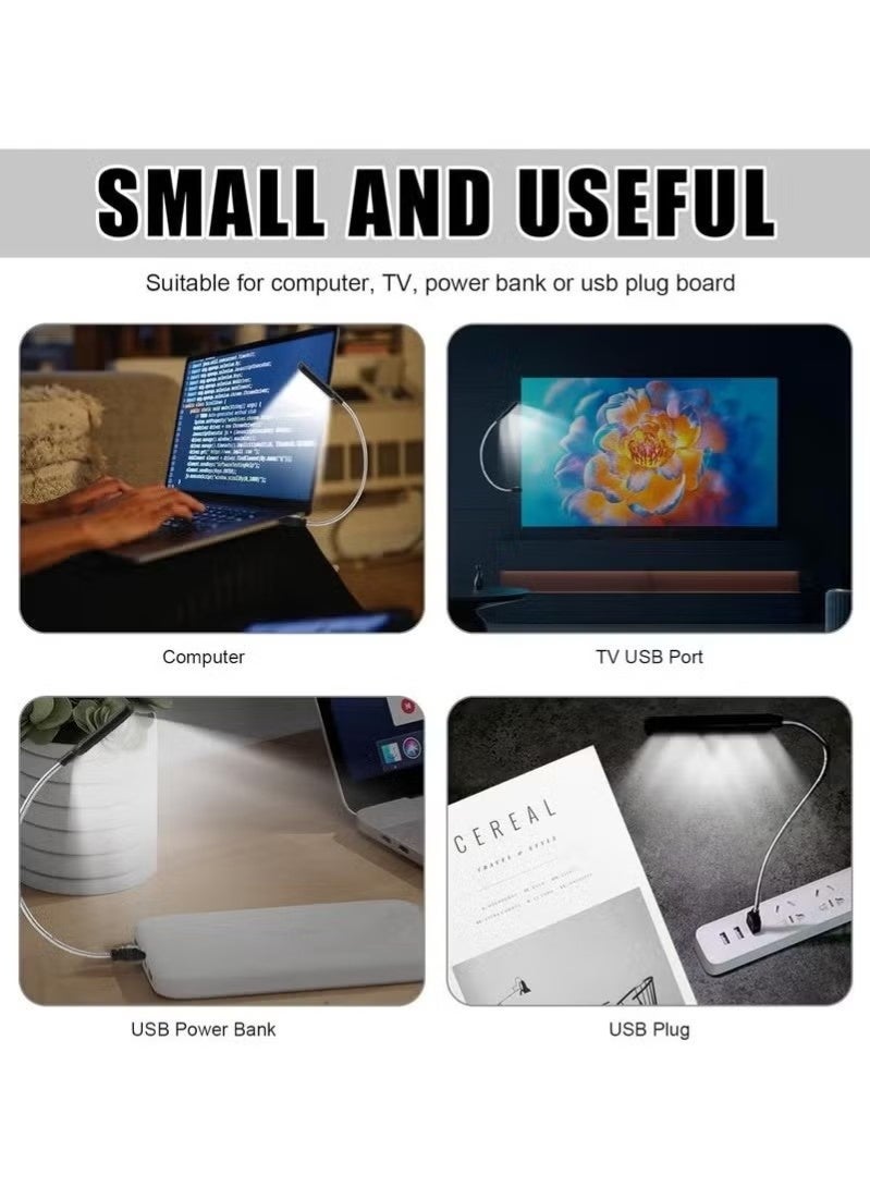 مصباح لابتوب متعدد الوظائف 2 قطع، مصباح USB بذراع مرنة، تقنية LED لرعاية العين، تصميم قابلة للتوصيل والتشغيل، مصباح قراءة USB لأجهزة اللابتوب ولوحات المفاتيح والمكاتب وقراءة الكتب (ضوء دافئ) - Image 4