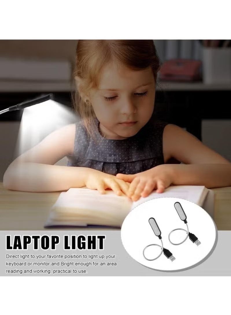 مصباح لابتوب متعدد الوظائف 2 قطع، مصباح USB بذراع مرنة، تقنية LED لرعاية العين، تصميم قابلة للتوصيل والتشغيل، مصباح قراءة USB لأجهزة اللابتوب ولوحات المفاتيح والمكاتب وقراءة الكتب (ضوء دافئ) - Image 5