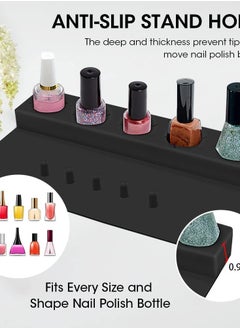 KASTWAVE Nail Polish Silicone Holder, Fingernail Painting Tools, 2 in 1 Nail Polish Organizer with Fixed Finger with Anti-Spill Bottle Stand and Finger Separators for Pedicure Manicure, Black  - Image 4