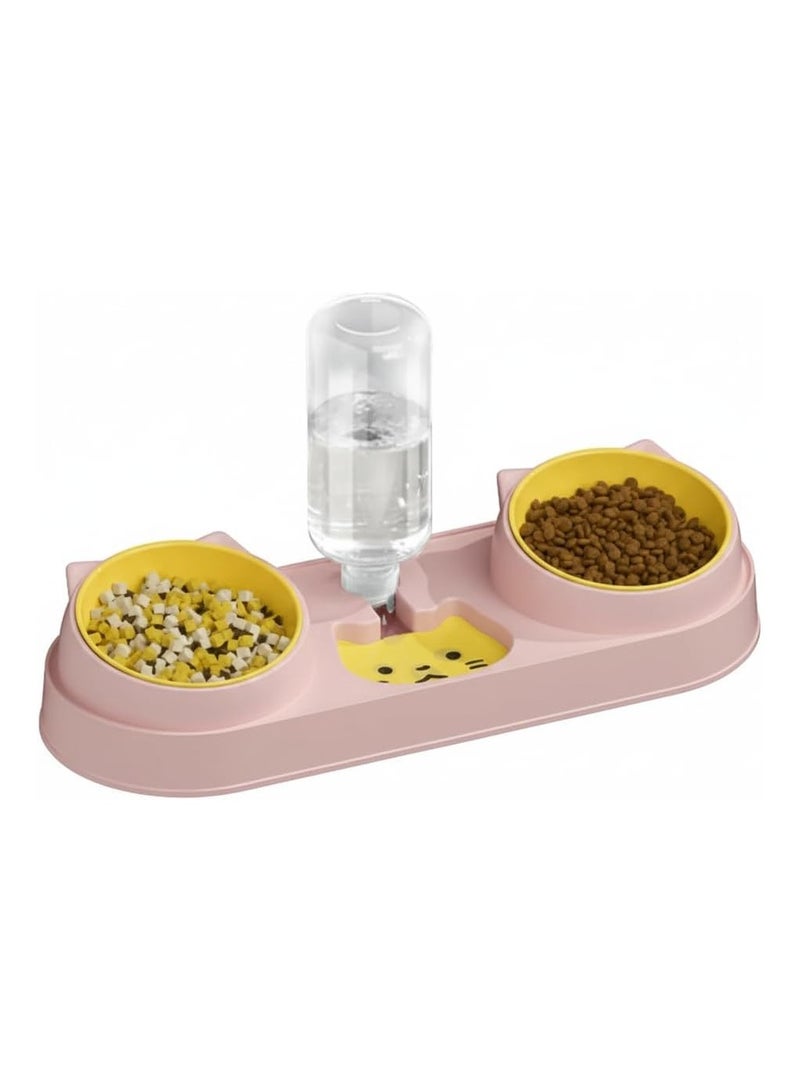 Automatic Pet Food Bowl for Cats and Dogs with Water Fountain – Dual Feeding and Drinking Bowl with Stable Stand - Image 1