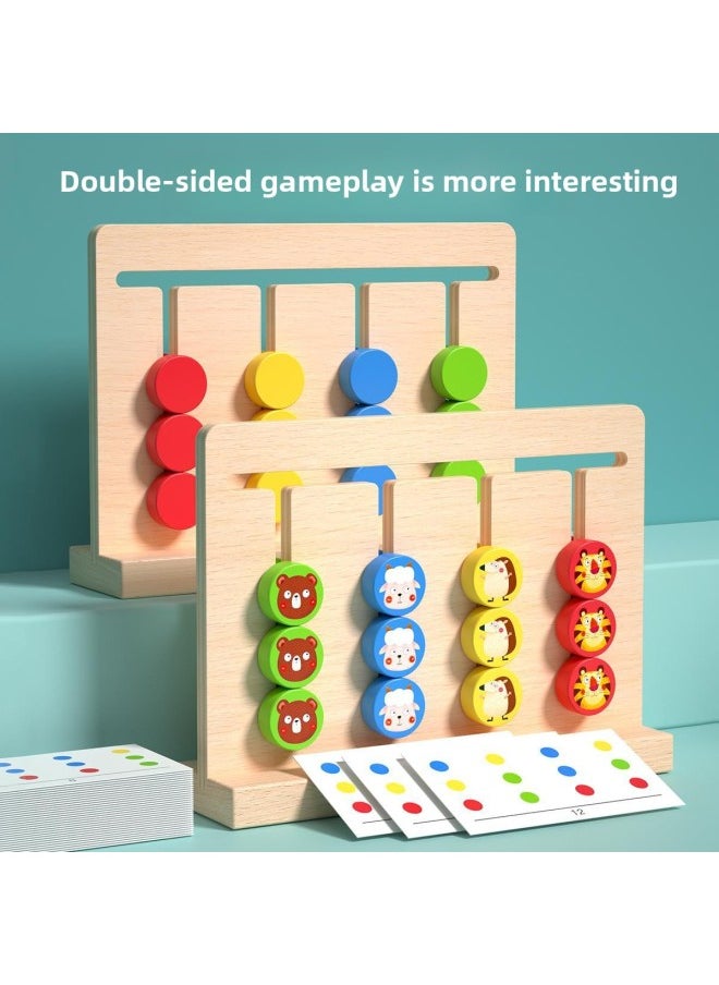 null - Four-color Walking Double-sided Chess Children's Logical Thinking Training Game Board 1 Montessori Early Education Toy 2 A Just Escape-Color:Four-color Game Of Moving Chess [beech Wood Version] + Bobo Ball Mushroom Nails✦ - Image 1