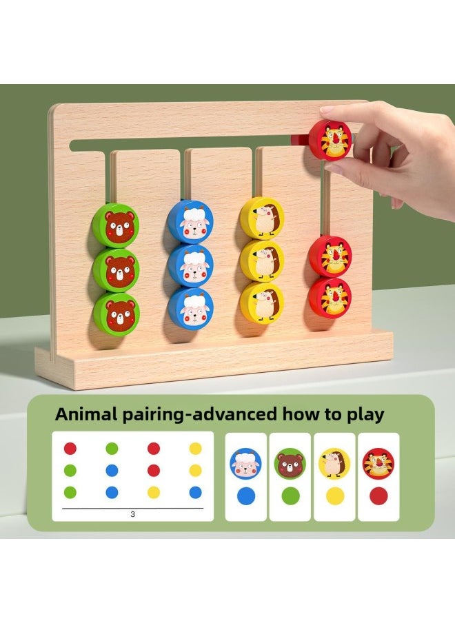 null - Four-color Walking Double-sided Chess Children's Logical Thinking Training Game Board 1 Montessori Early Education Toy 2 A Just Escape-Color:Four-color Game Of Moving Chess [beech Wood Version] + Bobo Ball Mushroom Nails✦ - Image 1