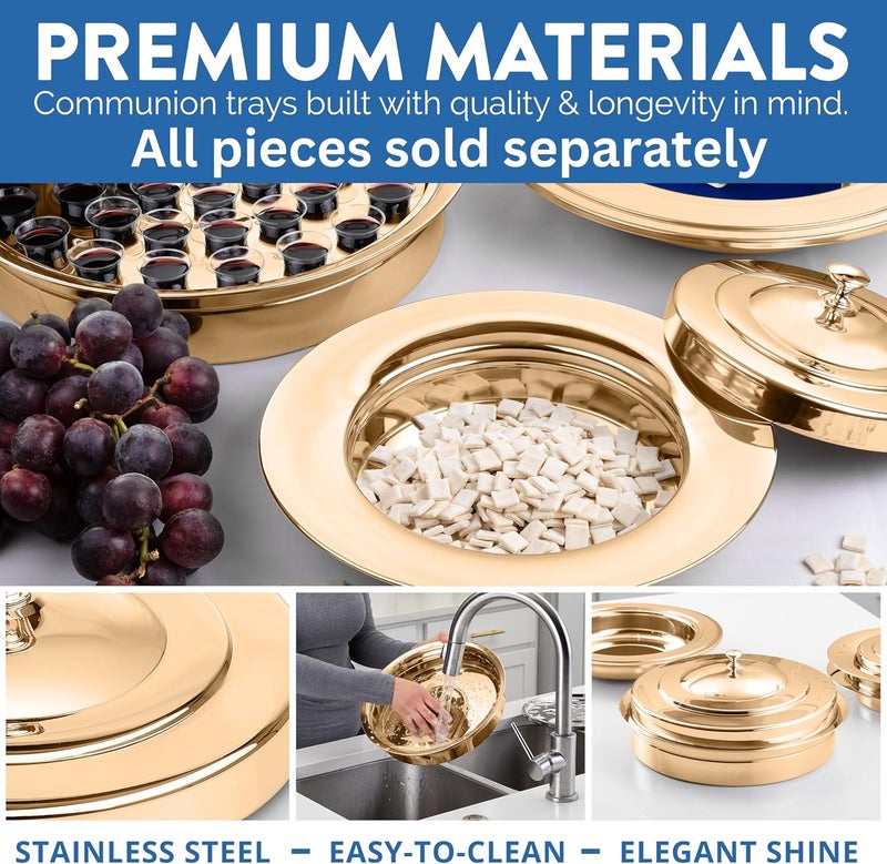 Steadfast Selections (Bread Tray) Gold Premium Communion Trays for Churches | Stainless Steel Communion Ware Set, Supplies - Image 2