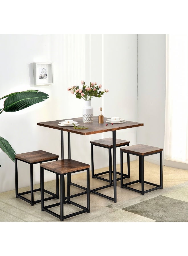 هيكسدريم مجموعة طاولة طعام مكونة من 5 قطع، طاولة طعام مع 4 كراسي، طاولة وكراسي مطبخ، طاولة شاي بعد الظهر، طاولة وكراسي طعام ترفيهية، طاولة وكراسي قهوة، مناسبة للمنزل والمطعم والشقق - Image 1