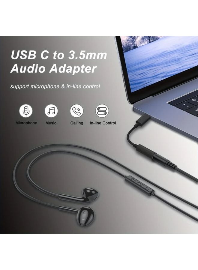 محول من USB C إلى مقسم سماعة الرأس 35 مم كابل صوتي مساعد DAC متوافق مع آيفون سامسونج ماك بوك سيارة أبيض أسود - Image 3