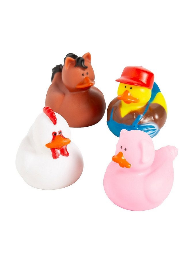 Fun Express Farm Rubber Ducks, Duckies, 12 Pieces, Birthday Parties, Treasure Chest Supplies - Image 1
