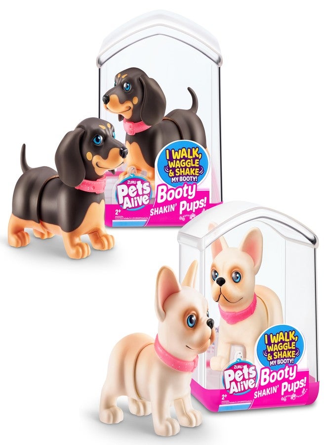 Pets Alive Booty Shakin' Pups (Frenchie & Dachshund) by ZURU 2 Pack Interactive Mini Dog Toys That Walk, Waggle, and Booty Shake, Electronic Puppy Toy for Kids and Girls - Image 1
