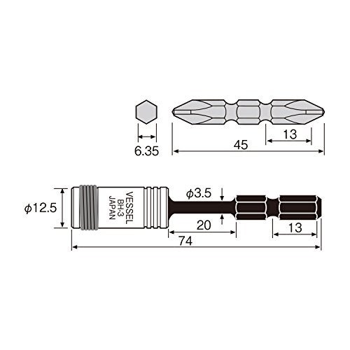 Vessel BH-14 Torsion Bit Holder with Double-Ended Bit - Image 2