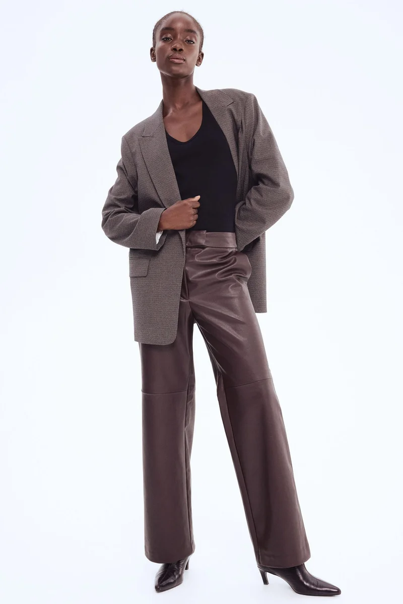 H&M Straight-leg coated trousers