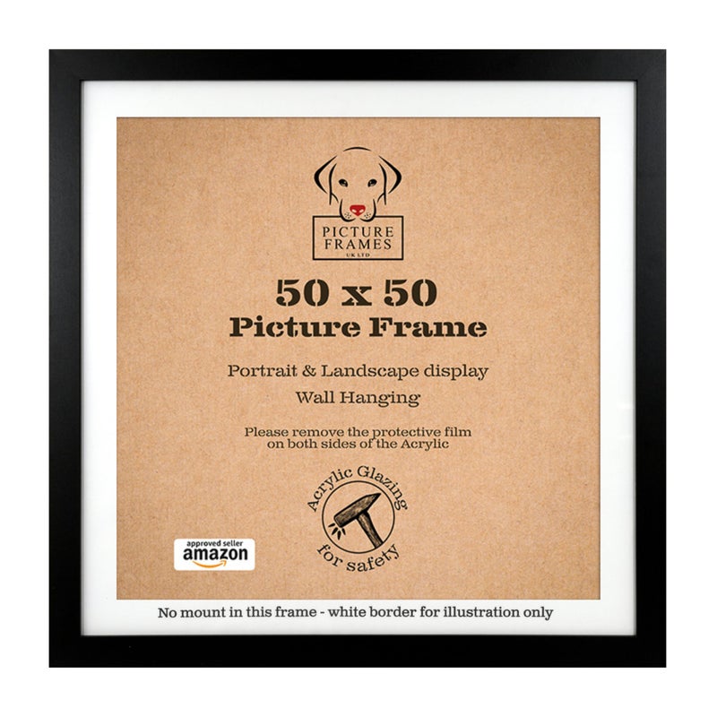 50x50 cm Black Picture Frame  Modern Square Frame for Home  Office Decor Ideal for Gallery Walls  Collage Displays