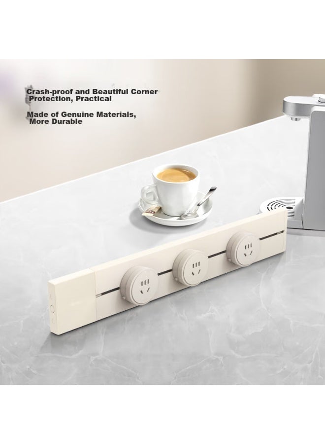 Bull Surface-mounted Track Socket, Movable Wall Socket Wall-mounted/power Strip/extension Cord, Multifunctional No-opening Slot, 50cm Track + 3 Five-hole Gb1 Cream Style - Image 3