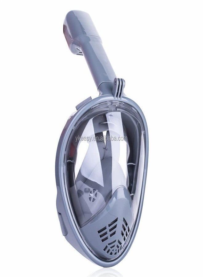 Olpad 180° Full Face Snorkeling Mask, Wide View Snorkel Set, Anti-Fog Anti-Leak Portable Underwater Diving Swimming Scuba Full Dry Free Breathing (Grey [S/M]) - Image 1