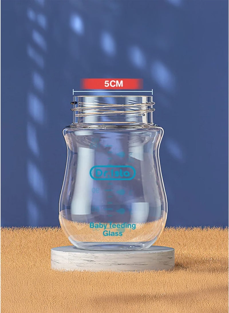 Dr.isla زجاجة رضاعة للأطفال حديثي الولادة من Dr.isla – مضادة للاختناق، زجاج بورا سيليكات، مضادة للمغص، خالية من الـ BPA، سعة 160 مل، من عمر شهر حتى 3 أشهر، لون أخضر - Image 3