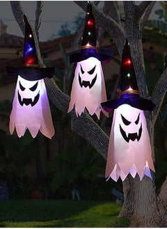Brain Giggles Brain Giggles Set of 3 LED Ghost Light Decorations Hanging Wizard Hat Lamp Perfect for Indoor Outdoor Spooky Decoration  - Image 3