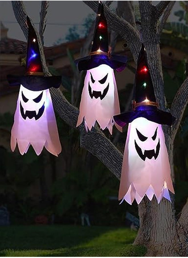 Brain Giggles Brain Giggles Set of 3 LED Ghost Light Decorations Hanging Wizard Hat Lamp Perfect for Indoor Outdoor Spooky Decoration  - Image 3