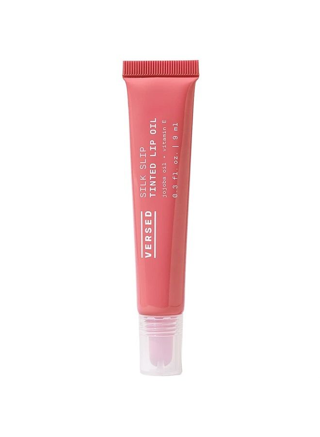 Versed Silk Slip Tinted Lip Oil, Blossom - Sheer Pink Lip Tint - Long-Lasting, Moisturizing Makeup with Jojoba + Vitamin E - Helps Smooth + Hydrate Chapped Lips - Vegan Lip Care (0.3 oz) - Image 1