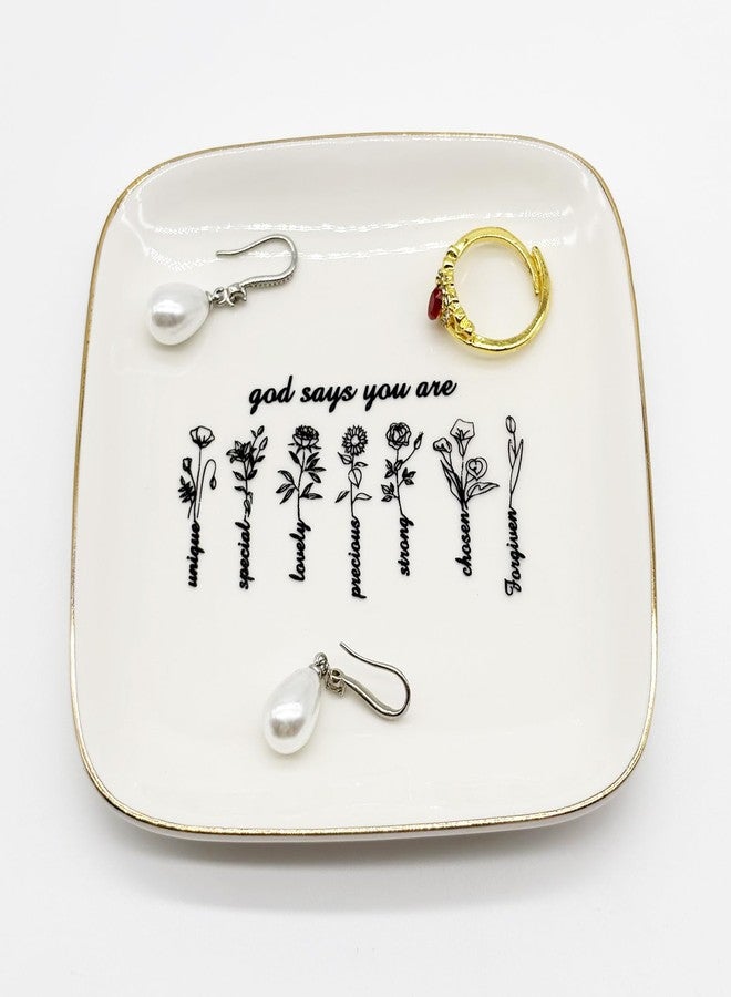BESSKON Ceramic Jewelry Dish Tray, Confirmation Gifts for Teen Girls, Small Ring Dish Tray Jewelry Plate, Jewelry Ring Holder Dish Trinket Bowl, Religious Christian Gifts for Women, Mom, Daughter - Image 1