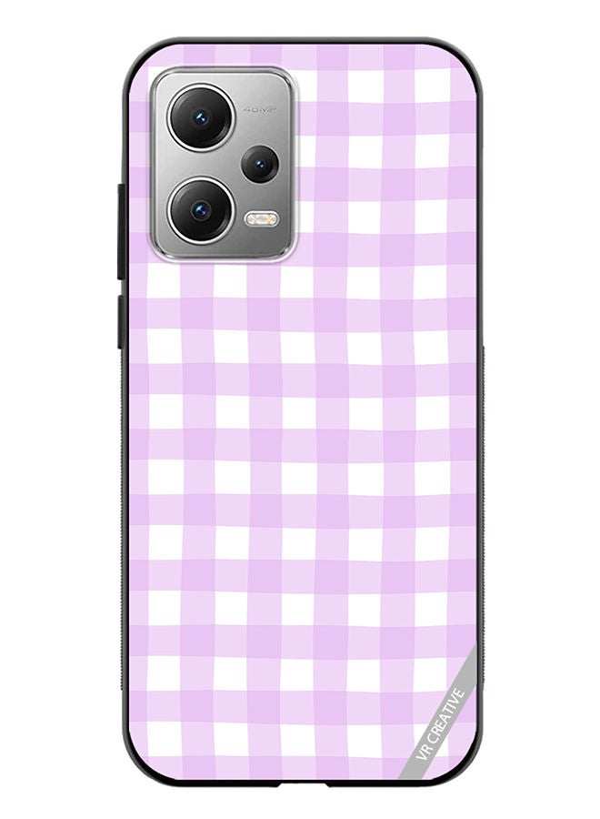 VR CREATIVE Protective Case Cover For Xiaomi Redmi Note 12 Classic Checkered Plaid Purple Seamless Pattern Design Multicolour - Image 1