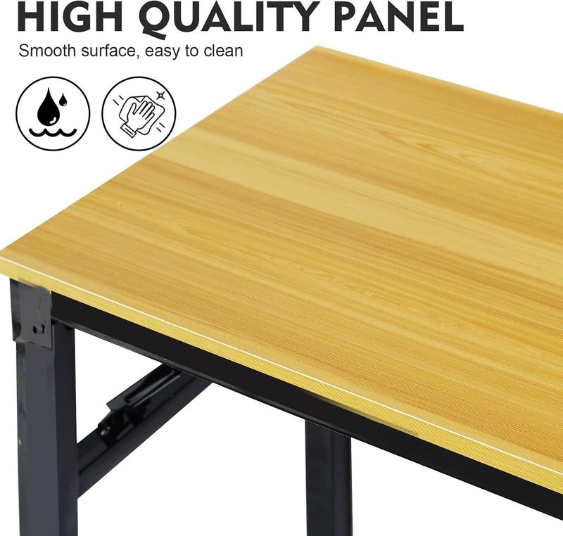 SKY-TOUCH Folding Table,Standing Computer Desk,Multi Functional Camping Table,Coffee Table,With Adjustable Height Legs For Computer Camping, Garden, Picnic,Coffee,Bbq,Wooden Yellow,80 * 40 * 75Cm - Image 4