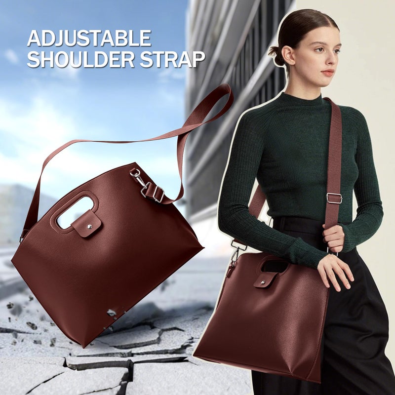 KALIDI Messenger Bag 16 Inch Slim Laptop Vegan Leather Briefcase Crossbody Tote for 15.6" Notebook Computer Work Office Satchel Bag, Coffee - Image 5