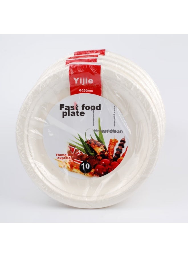 Yekee Disposable Round Paper Plates, 9-inch Fast Food Plates, 40-pack, Jd-7031 - Image 4