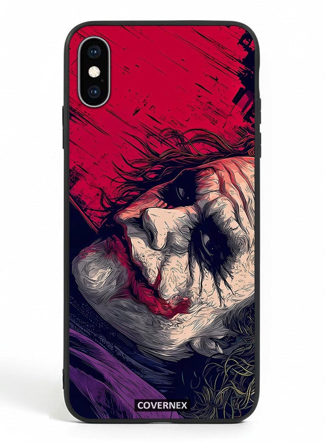 Covernex Apple iPhone X Protective Case Cover Printed Featuring Textured Joker Portrait - Image 2