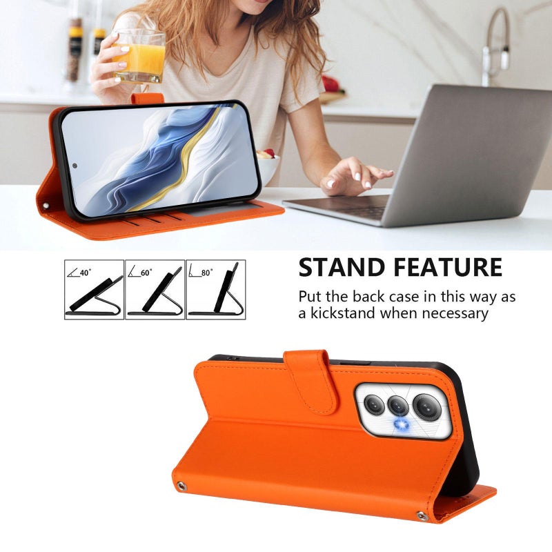 erorex For Cubot Max 5 Embossed  Cat Leather Phone Case with Hand Strap(Orange) - Image 3