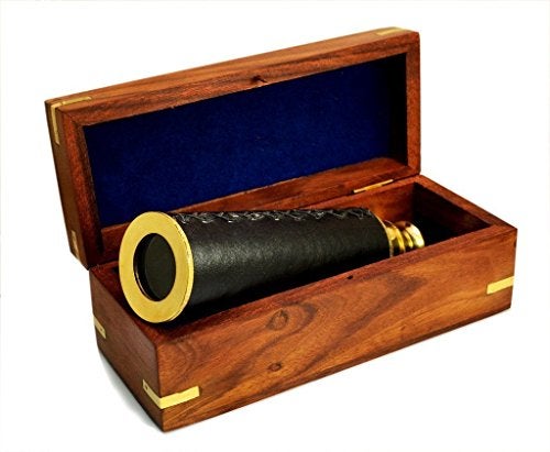Science Purchase 78TELE15 Handheld Brass Telescope with Wooden Box, 15" - Image 2
