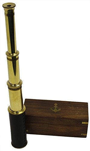 Science Purchase 78TELE15 Handheld Brass Telescope with Wooden Box, 15" - Image 5