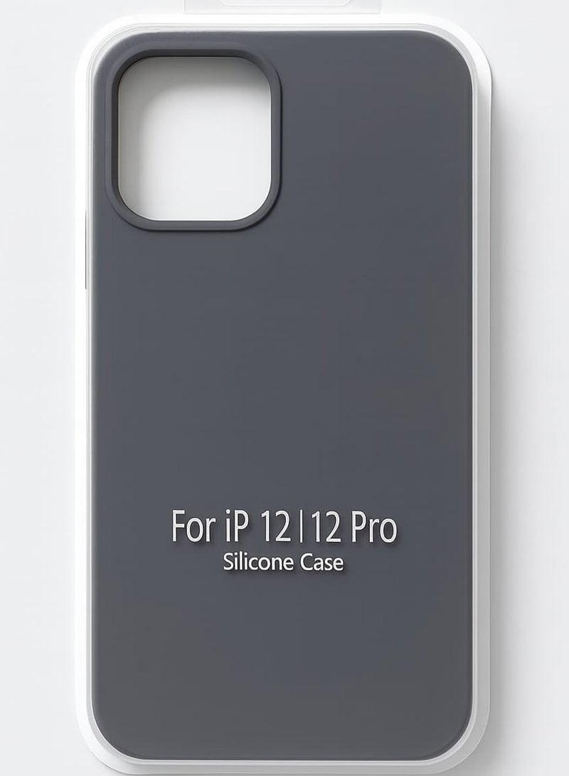 جراب سيليكون لجهاز iPhone 12|12 Pro - غطاء خلفي واقٍ رفيع مقاوم للصدمات، ناعم وخفيف الوزن، رمادي - Image 1