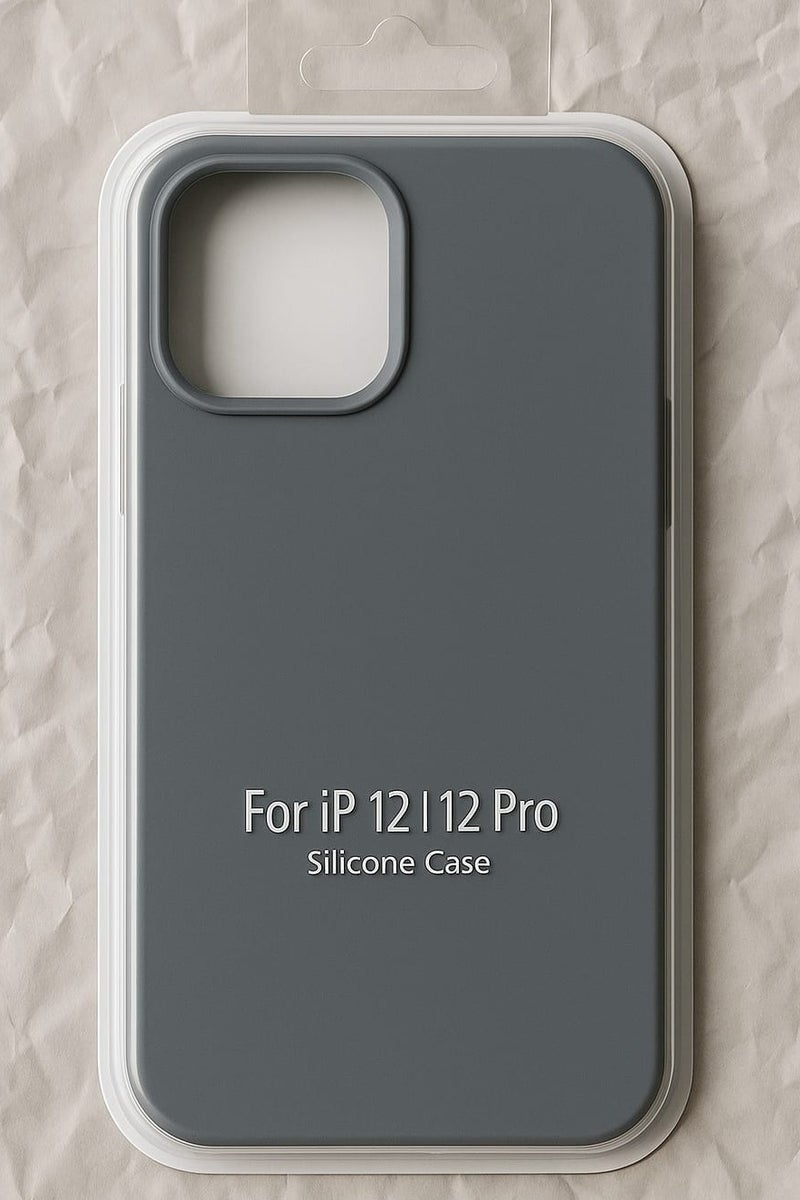 جراب سيليكون لجهاز iPhone 12|12 Pro - غطاء خلفي واقٍ رفيع مقاوم للصدمات، ناعم وخفيف الوزن، رمادي - Image 3